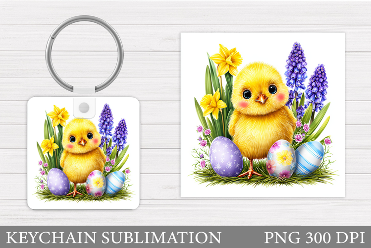 Easter Chick Keychain Sublimation. Easter Keychain Design