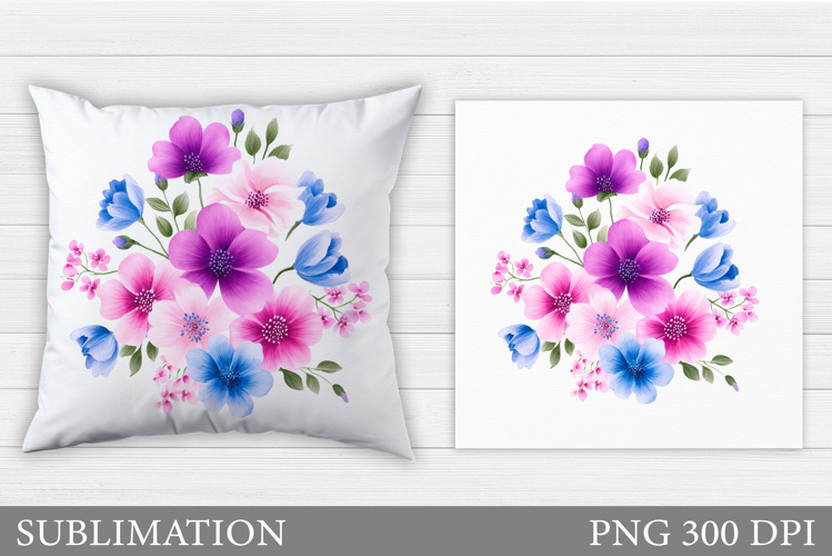 Flowers Pillow Design. Floral Pillow Sublimation