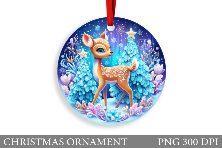 Cute Deer Christmas Ornament. Christmas Ornament Sublimation