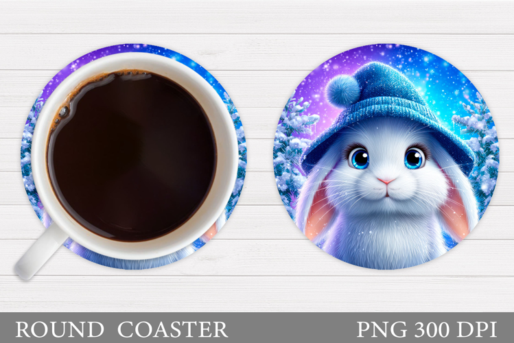 Christmas Bunny Coaster. Christmas Coaster Sublimation