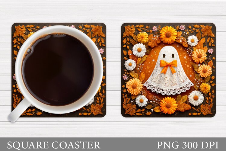 Ghost Coaster Design. Halloween Sublimation example image 1