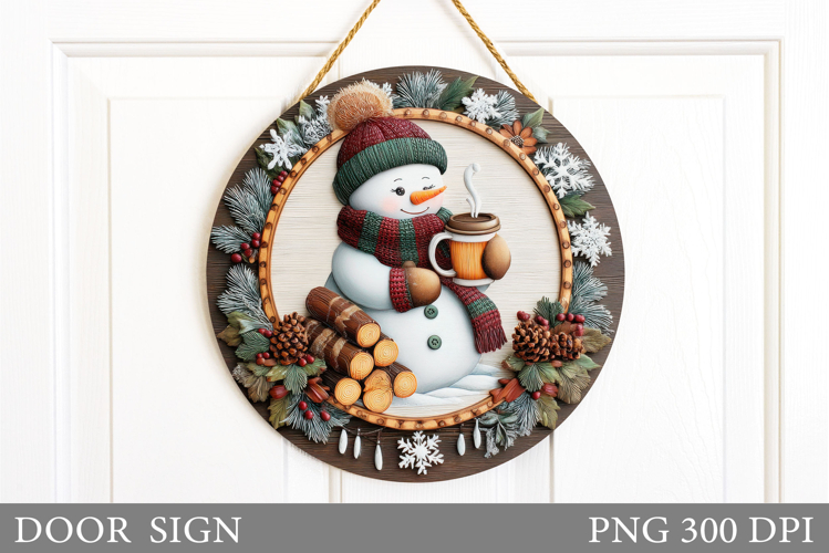 Christmas Snowman Door Sign. Christmas Door Sign Sublimation