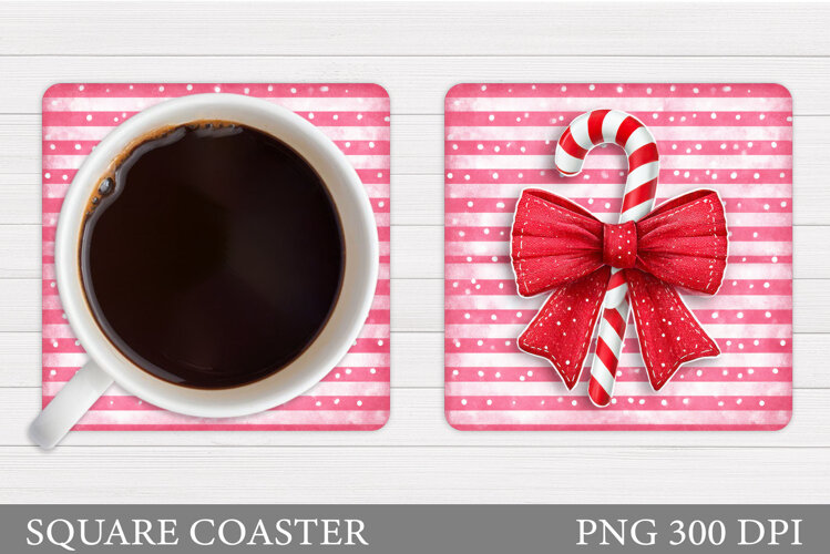 Christmas Candy Canes Coaster. Christmas Coaster Sublimation example image 1