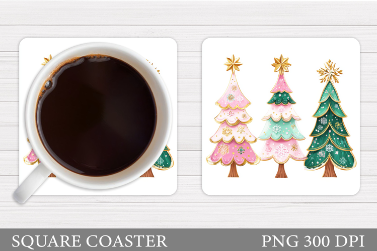 Christmas Tree Coaster Sublimation. Christmas Coaster Design