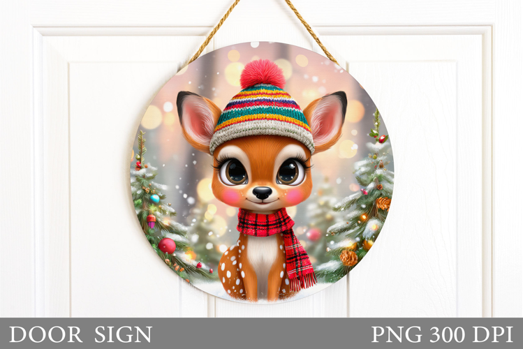Christmas Deer Door Sign. Christmas Door Sign Sublimation