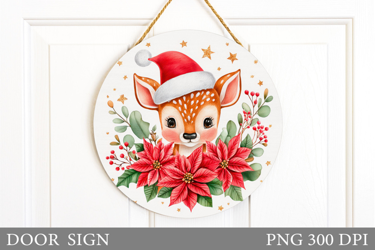 Christmas Deer Door Sign. Christmas Door Sign Sublimation