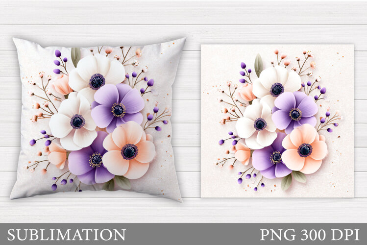 Flowers Pillow Design. Floral Pillow Sublimation example image 1