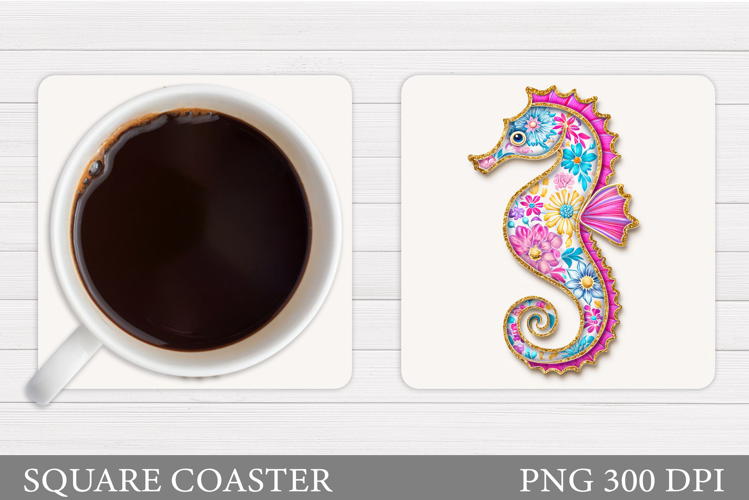 Seahorse Square Coaster. Seahorse Coaster Sublimation