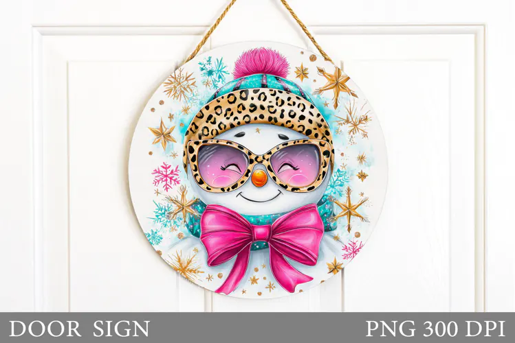 Snowman Door Sign Sublimation. Christmas Door Sign Design