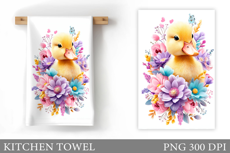 Cute Duck Kitchen Towel Design. Duck Flowers Kitchen Towel