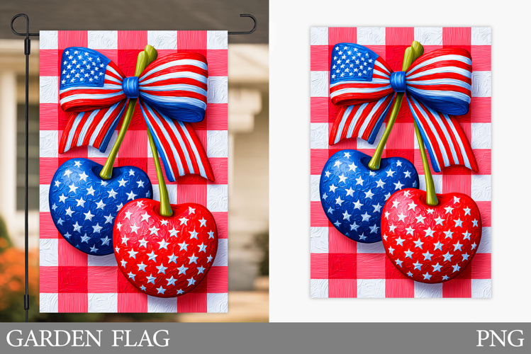 Patriotic Cherry Garden Flag. Patriotic Garden Flag Design