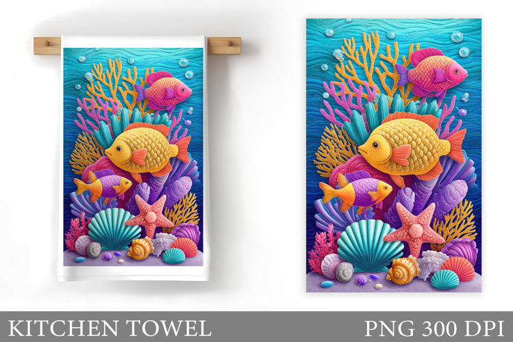 Fish Kitchen Towel Sublimation. Fish Sublimation