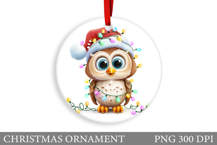 Cute Owl Christmas Ornament. Christmas Ornament Sublimation