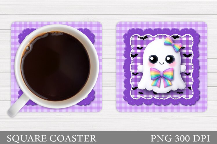 Ghost Coaster Design. Halloween Sublimation example image 1