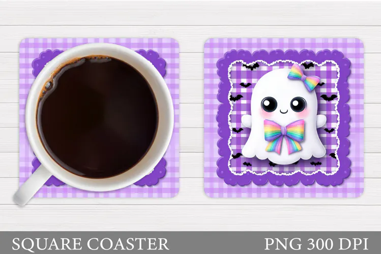 Ghost Coaster Design. Halloween Sublimation