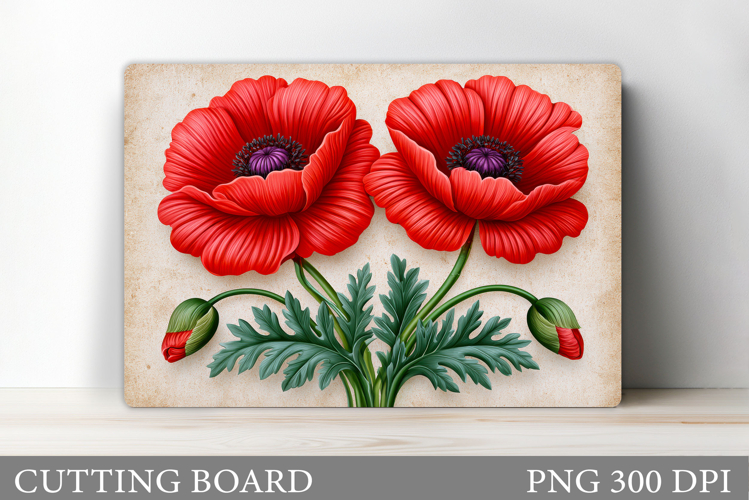 Poppies Cutting Board. Flowers Cutting Board Sublimation