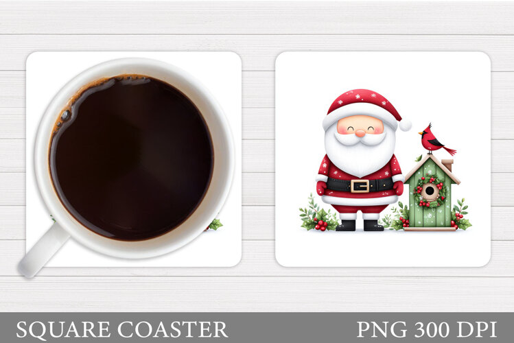 Cute Santa Coaster Sublimation. Santa Claus Coaster Design example image 1