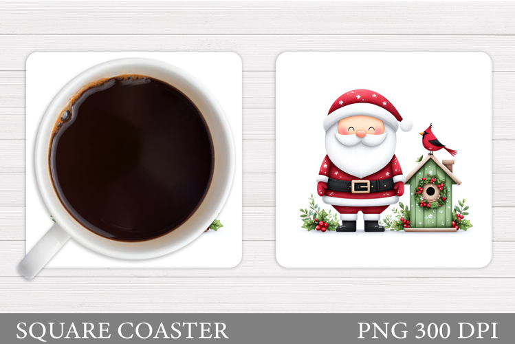 Cute Santa Coaster Sublimation. Santa Claus Coaster Design