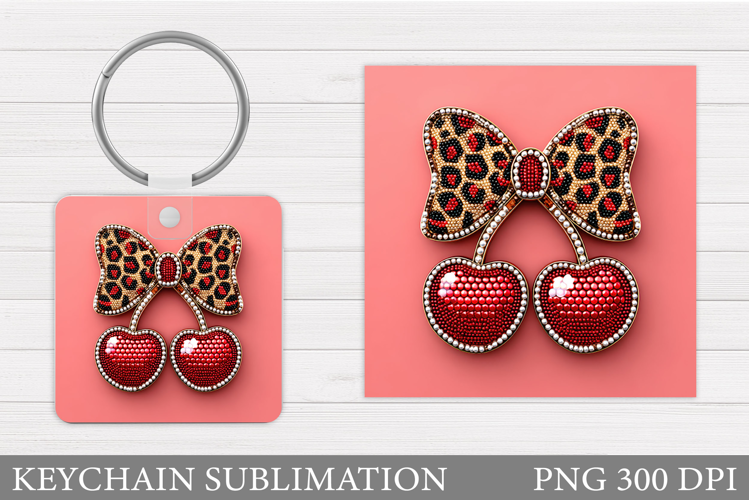 Cherry Keychain Design. Valentine Keychain Sublimation