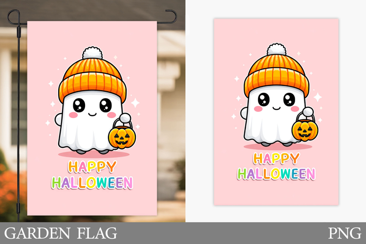 Ghost Garden Flag Design. Halloween Garden Flag Sublimation
