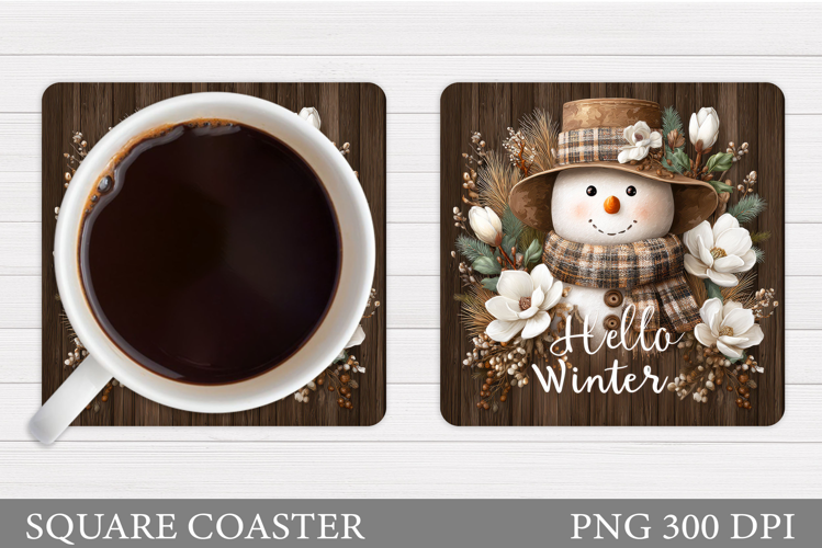 Snowman Coaster Sublimation. Christmas Coaster Design