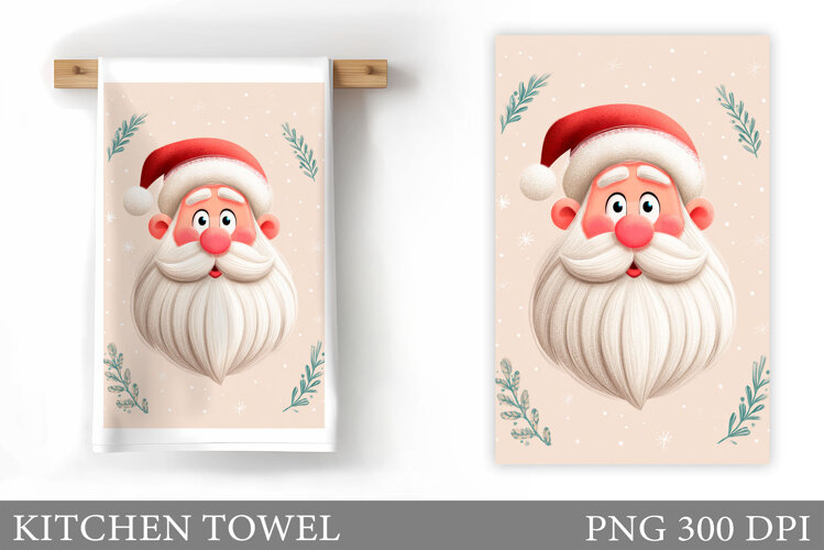 Santa Claus Kitchen Towel. Christmas Kitchen Towel Design example image 1