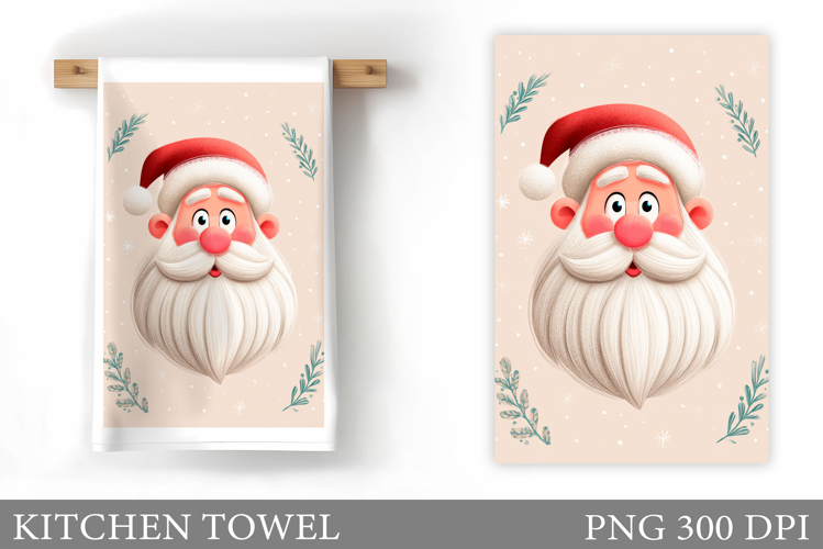 Santa Claus Kitchen Towel. Christmas Kitchen Towel Design