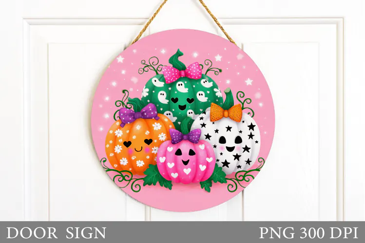 Cute Pumpkin Door Sign. Halloween Door Sign Design