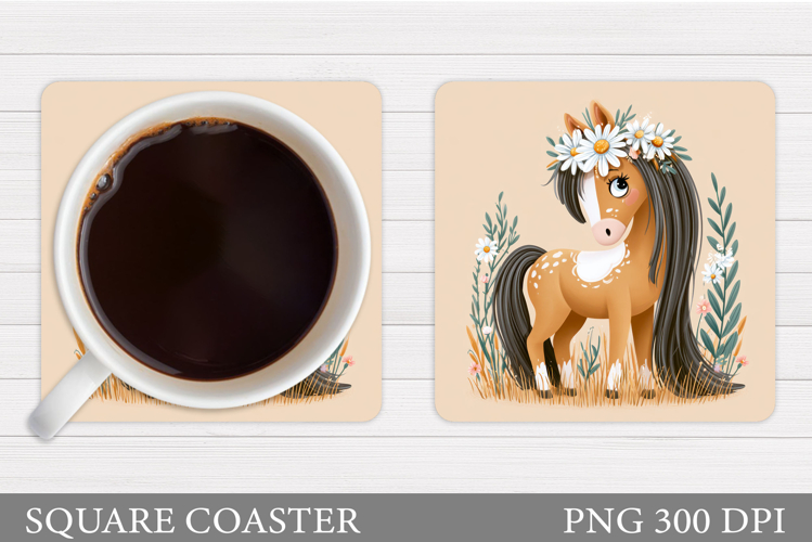 Cute Horse Coaster Design. Cute Horse Sublimation