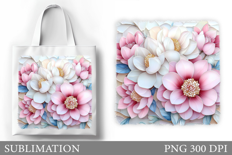Flowers Tote Bag Sublimation. Flowers Sublimation