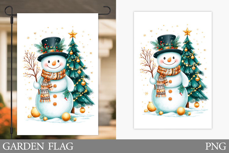 Cute Snowman Garden Flag. Christmas Garden Flag Design