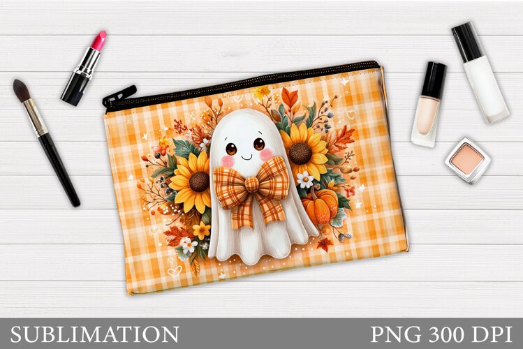 Cute Ghost Cosmetics Bag. Halloween Makeup Bag Sublimation example image 1