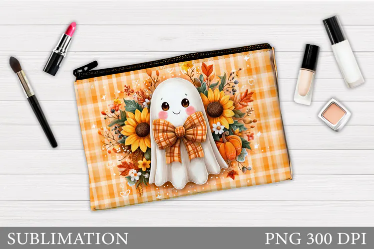 Cute Ghost Cosmetics Bag. Halloween Makeup Bag Sublimation