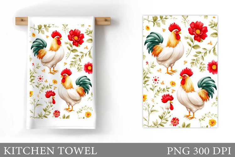 Rooster Kitchen Towel design. Rooster Sublimation example image 1