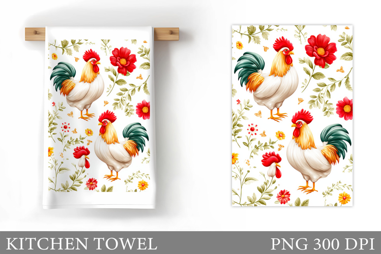Rooster Kitchen Towel design. Rooster Sublimation