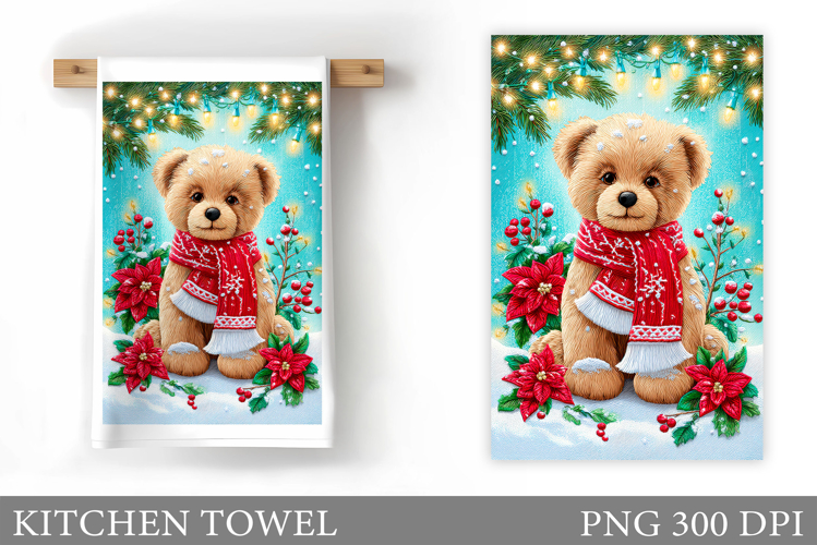 Christmas Bear Kitchen Towel. Christmas Kitchen Towel Design