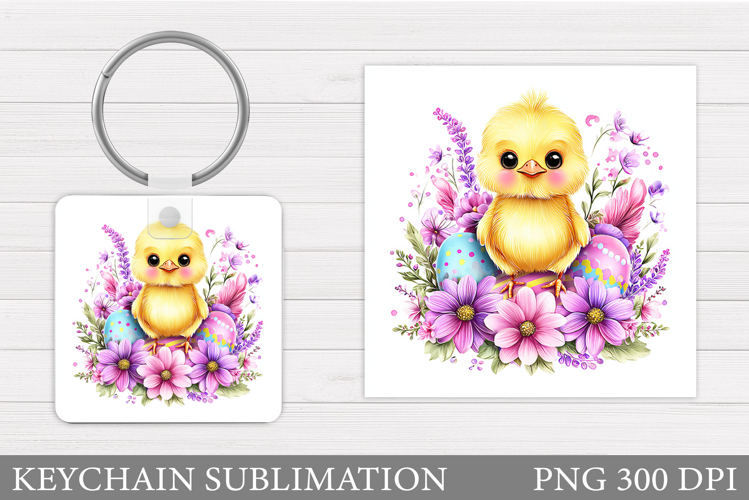 Easter Chick Keychain Sublimation. Easter Keychain Design