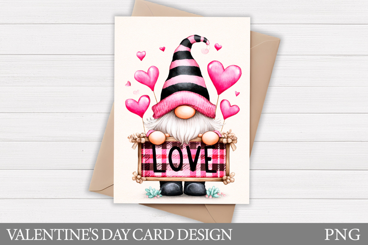 Valentines Gnome Card Printable. Valentines Card Design