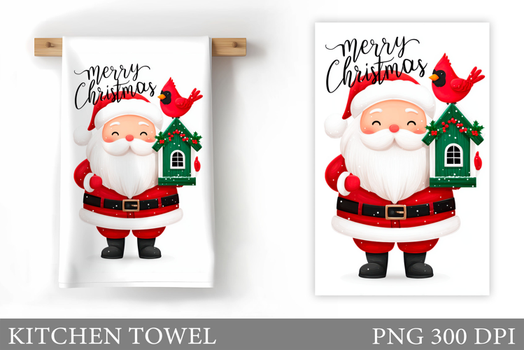Santa Claus Kitchen Towel. Christmas Kitchen Towel Design