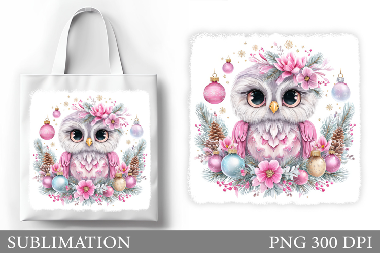 Christmas Owl Tote Bag. Christmas Tote Bag Sublimation