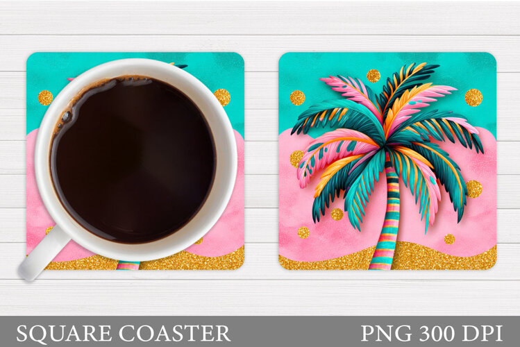 Palm Tree Coaster Design. Sea Coaster Sublimation example image 1