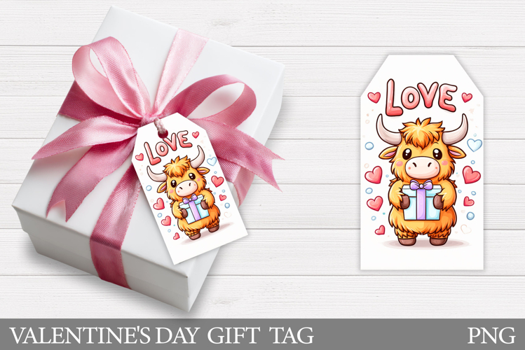 Valentines Cow Gift Tag Design. Valentine Gift Tag Printable