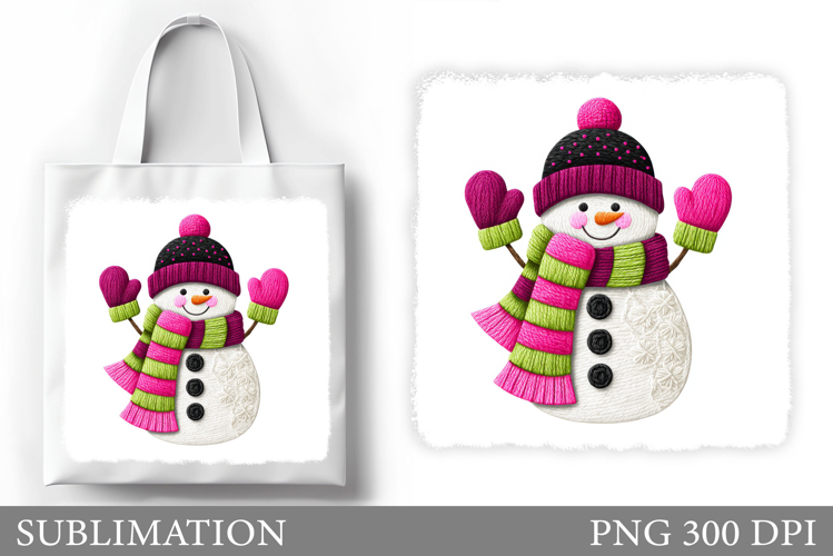 Cute Snowman Tote Bag Sublimation. Christmas Tote Bag Design