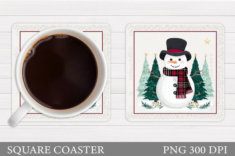 Cute Snowman Coaster. Christmas Coaster Sublimation