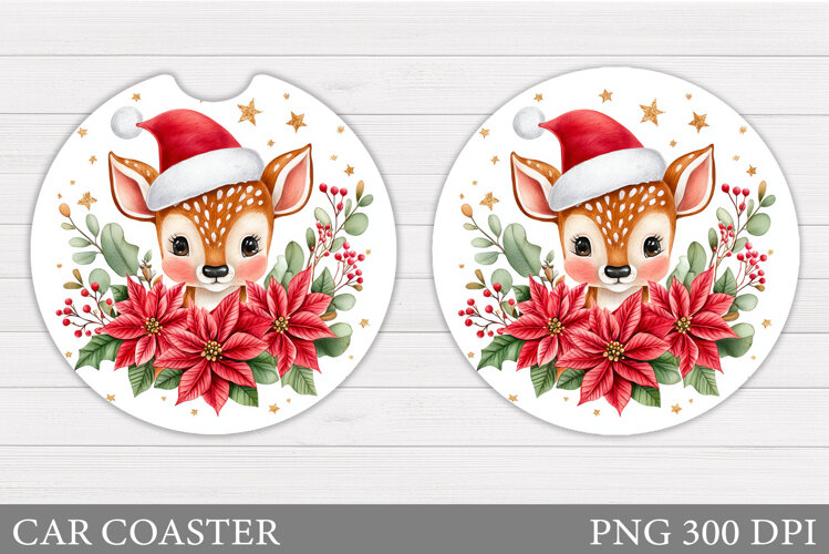 Christmas Deer Car Coaster. Christmas Car Coaster Design example image 1