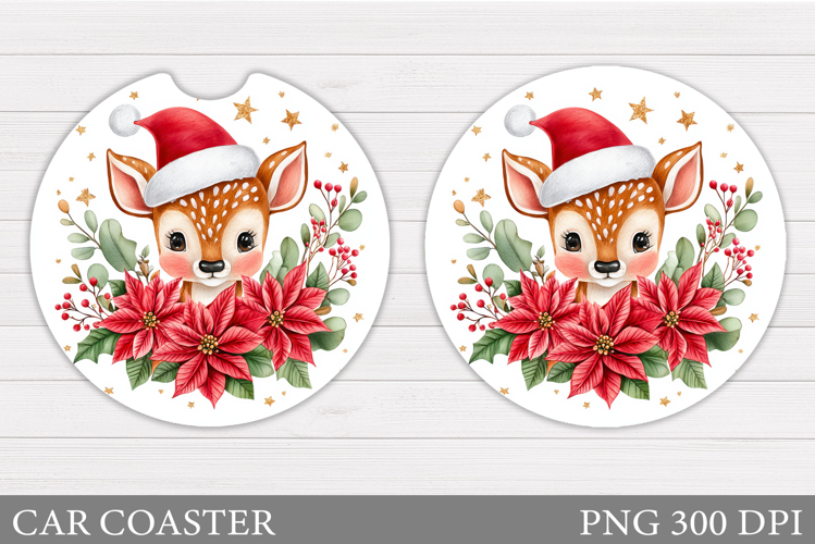 Christmas Deer Car Coaster. Christmas Car Coaster Design