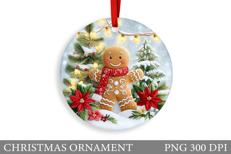 Gingerbread Christmas Ornament. Cute Raccoon Sublimation