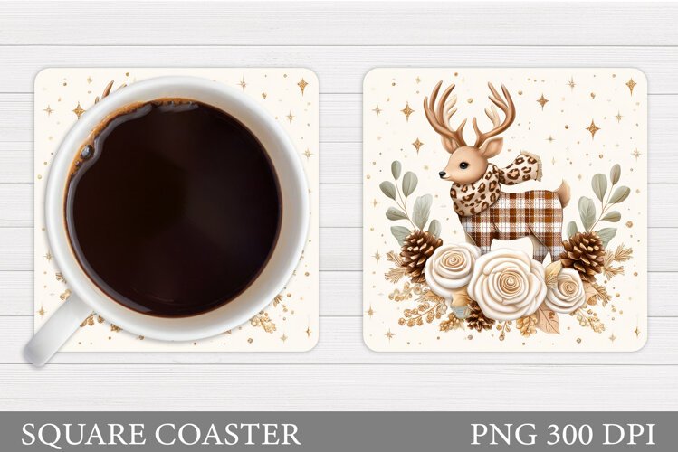 Christmas Deer Coaster Design. Christmas Coaster Sublimation example image 1