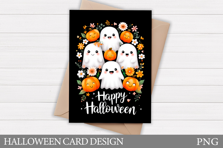 Halloween Ghost Card Printable. Cute Halloween Card Design