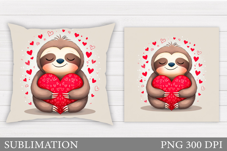 Cute Sloth Pillow Design. Valentine Pillow Sublimation